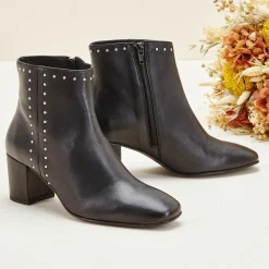 Outlet Cosmoparis Bottines en Cuir Wiley noires - Talon 6 cm