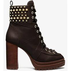 Outlet Michael Kors Chaussures Bottines en Cuir Yvonne chocolat - Talon 10.2 cm