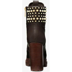 Outlet Michael Kors Chaussures Bottines en Cuir Yvonne chocolat - Talon 10.2 cm