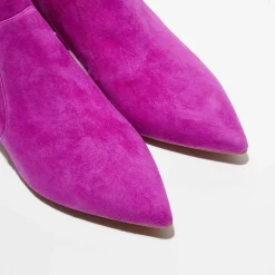 Femme Stuart Weitzman Bottines en Velours de Cuir Melena 50 magenta - Talon 5.5 cm