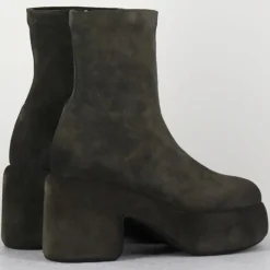 Femme Vic Matie Bottines en Velours de Cuir grises - Talon 8 cm