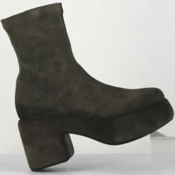 Femme Vic Matie Bottines en Velours de Cuir grises - Talon 8 cm