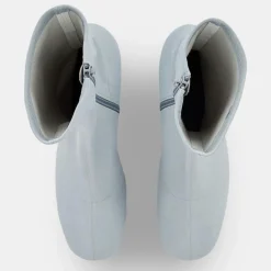 Online By Far Bottines en Velours de Cuir Maya bleues - Talon 6,5 cm