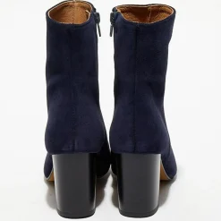 Clearance Apologie Bottines en Velours de Cuir Ginny marine - Talon 7,5 cm