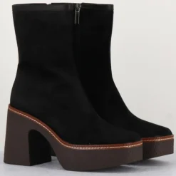 Garrice Lab Bottines en Velours de Cuir Carla noires - Talon 9 cm