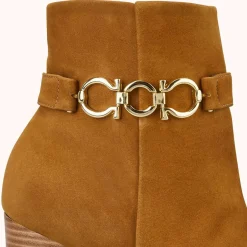 Cosmoparis Bottines en Velours de Cuir Reina tabac - Talon 8 cm