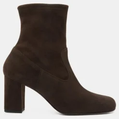 Femme Avril Gau Bottines en Velours de Cuir marron - Talon 8 cm