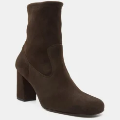 Femme Avril Gau Bottines en Velours de Cuir marron - Talon 8 cm