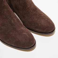 Femme Anaki Bottines en Velours de Cuir chocolat - Talon 5 cm