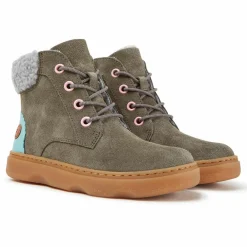 Hot Camper Bottines fourrées en Velours de Cuir Kido vert foncé