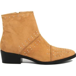 Hot Lab78 Bottines plates en Velours de Cuir Eleonore curry