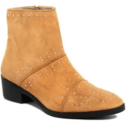 Hot Lab78 Bottines plates en Velours de Cuir Eleonore curry