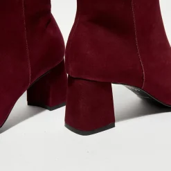 Sale Galeries Lafayette Bottines revers col rouge bordeaux