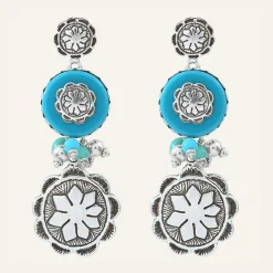 New Reminiscence Boucles d'oreilles Amazones Jade & Howlite argenté/turquoise