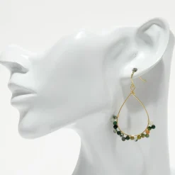 Femme Moonstone Boucles d'oreilles Claudia Agate multicolore en laiton doré