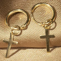 Sale Instant d'Or Boucles d'oreilles Croix or jaune