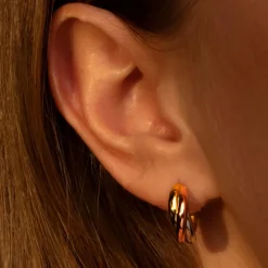 Femme Instant d'Or Boucles d'oreilles créoles or tricolore