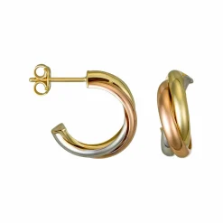 Femme Instant d'Or Boucles d'oreilles créoles or tricolore