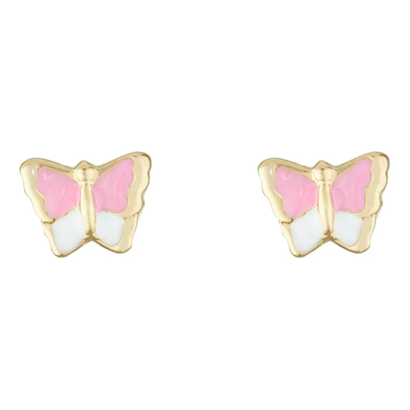 Hot Instant d'Or Boucles d'oreilles enfant Papillon Amoureux Email or jaune