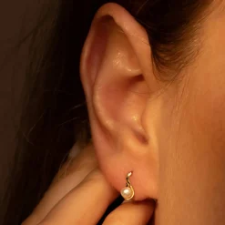 Femme Instant d'Or Boucles d'oreilles Goutte Perlée perle blanche or jaune