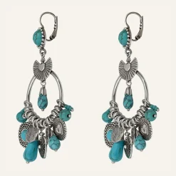 Femme Reminiscence Boucles d'oreilles L'Essence du Coeur Howlite argentées