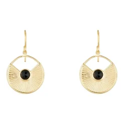 Clearance Moonstone Boucles d'oreilles Onyx en laiton doré