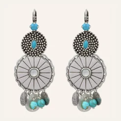 Outlet Reminiscence Boucles d'oreilles Positano multipierres argenté/turquoise