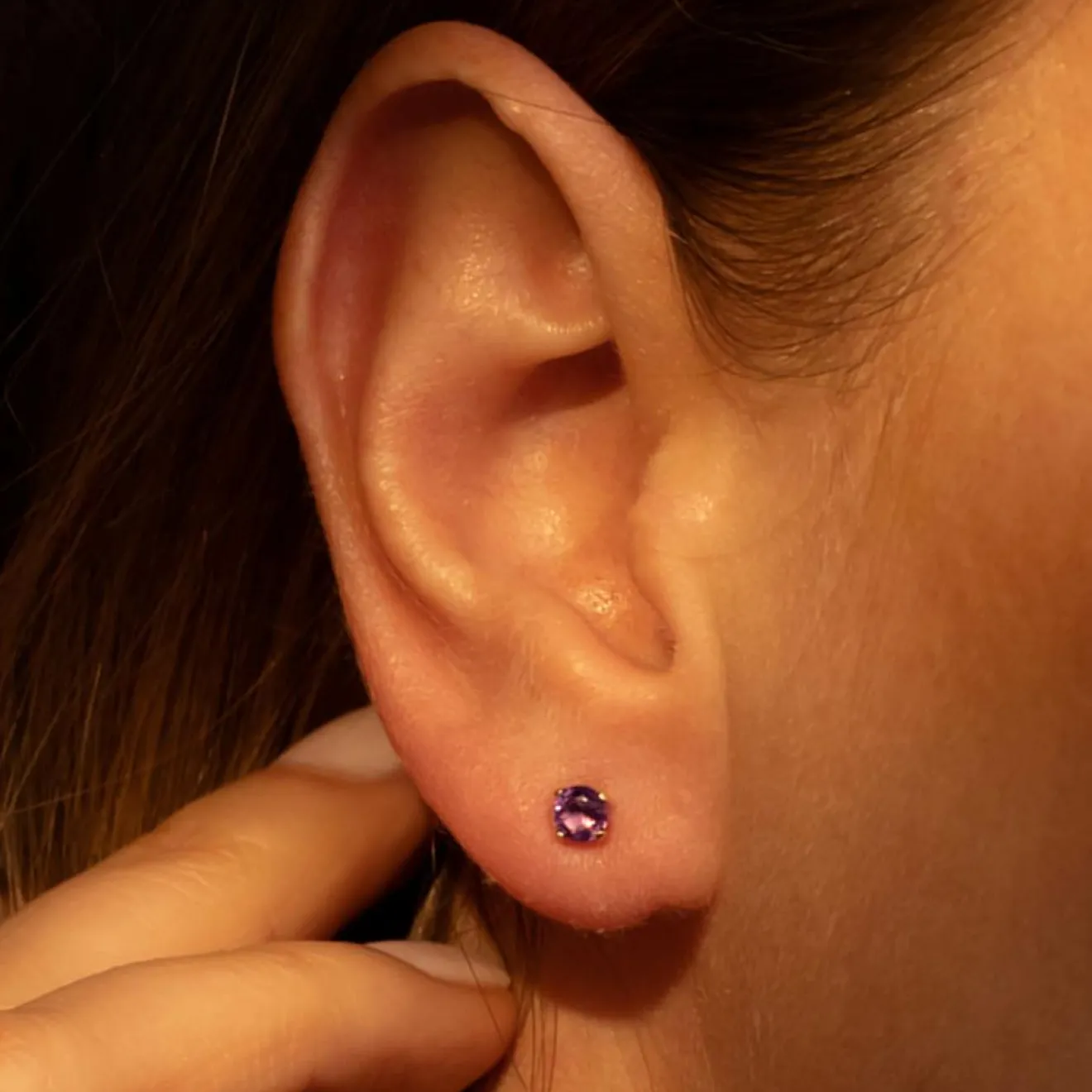 Hot Instant d'Or Boucles d'oreilles Ravissement Améthystes 0.40 ct or jaune