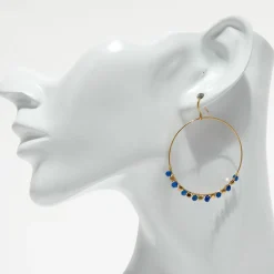 Femme Moonstone Boucles d'Oreilles Roberta Jade bleu en laiton doré