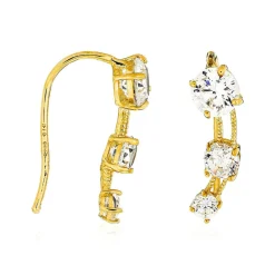 Femme Instant d'Or Boucles d'oreilles Trio de Pierre or jaune