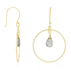 New Moonstone Boucles d'oreilles Véro Labradorite en laiton doré