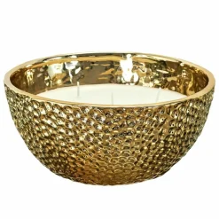 Outlet Home Deco Factory Bougie Parfumée Martelée dorée - 5 méches - 21x9.5x21 cm