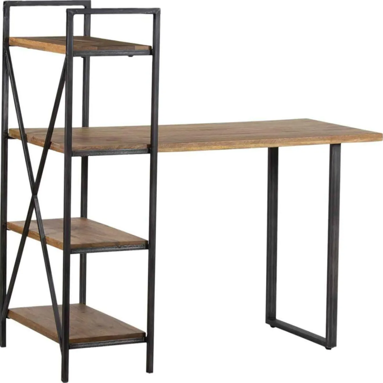 Online Bois & Chiffons Bureau avec étagère manguier stockholm noir - 130x60x130 cm