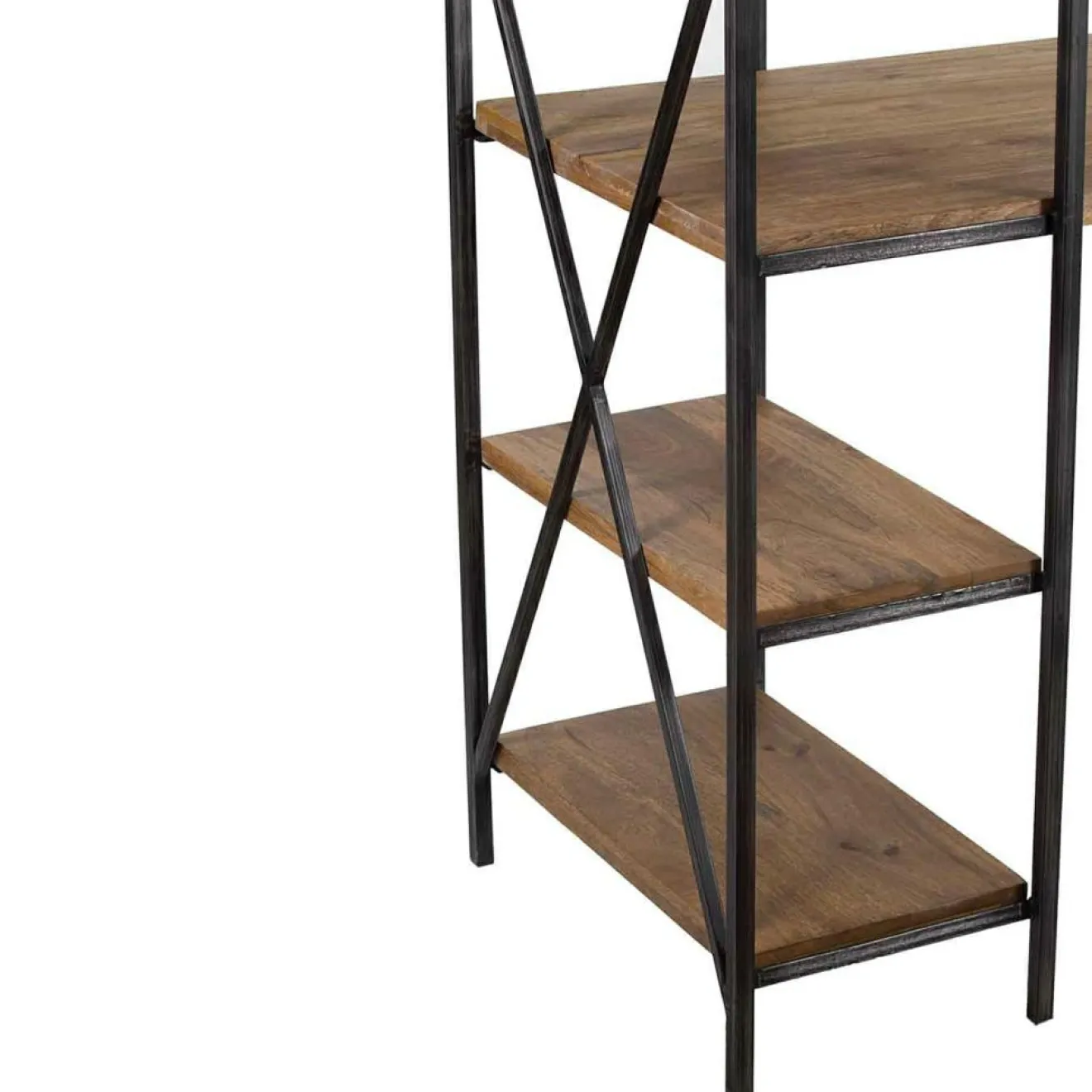 Online Bois & Chiffons Bureau avec étagère manguier stockholm noir - 130x60x130 cm