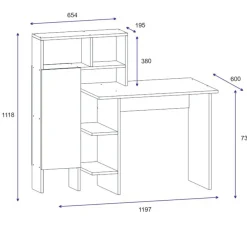 Wooden Art Bureau Bugra chêne - 119.7x111.8x60 cm