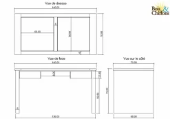 Bois & Chiffons Bureau en bois massif Acacia Moon Naturel - 140x70x76 cm