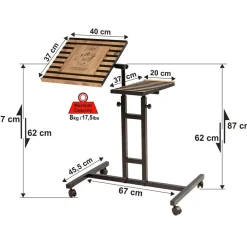 Wooden Art Bureau mobile à roulettes Glen 768 noir - 67x87x45.5 cm