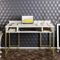 Homitis Bureau Tumata doré/blanc - 119.5x62x75.2 cm