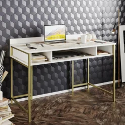 Homitis Bureau Tumata doré/blanc - 119.5x62x75.2 cm