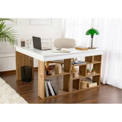 Homitis Bureau Vesper blanc/pin - 130x72x50 cm