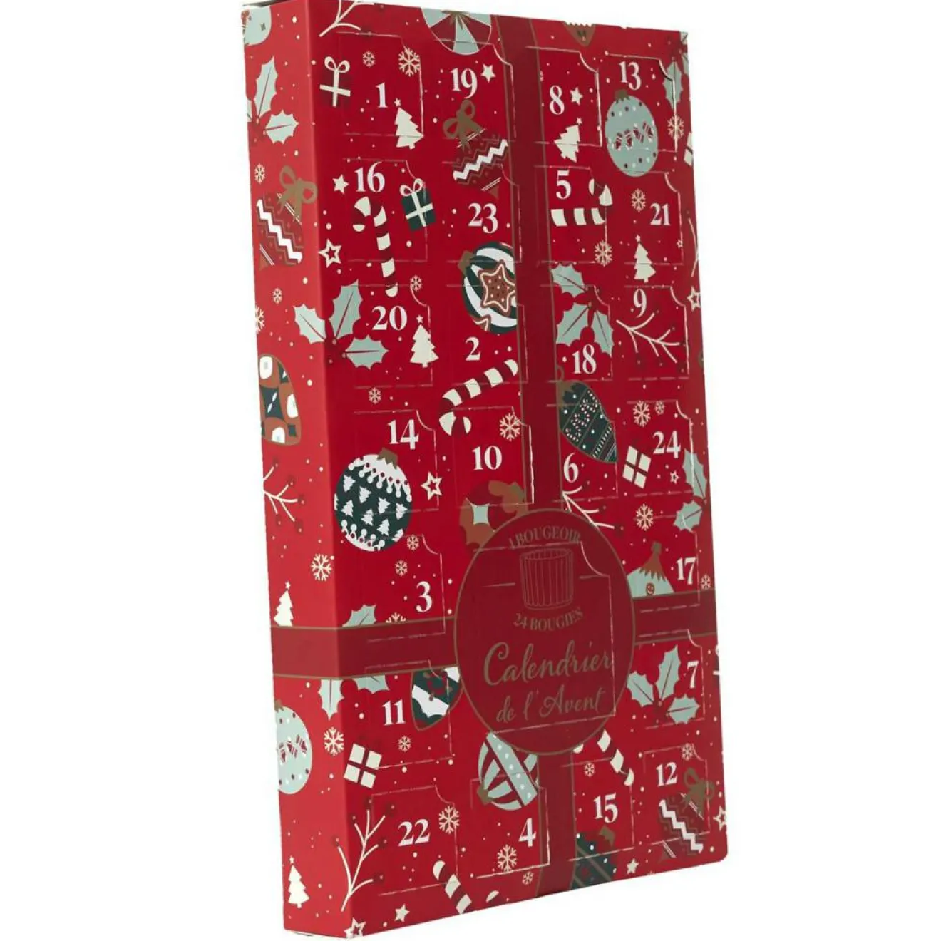 Home Deco Factory Calendrier de l'avent Photophores & Bougies Parfumées rouge - 21.7x37x4.2 cm