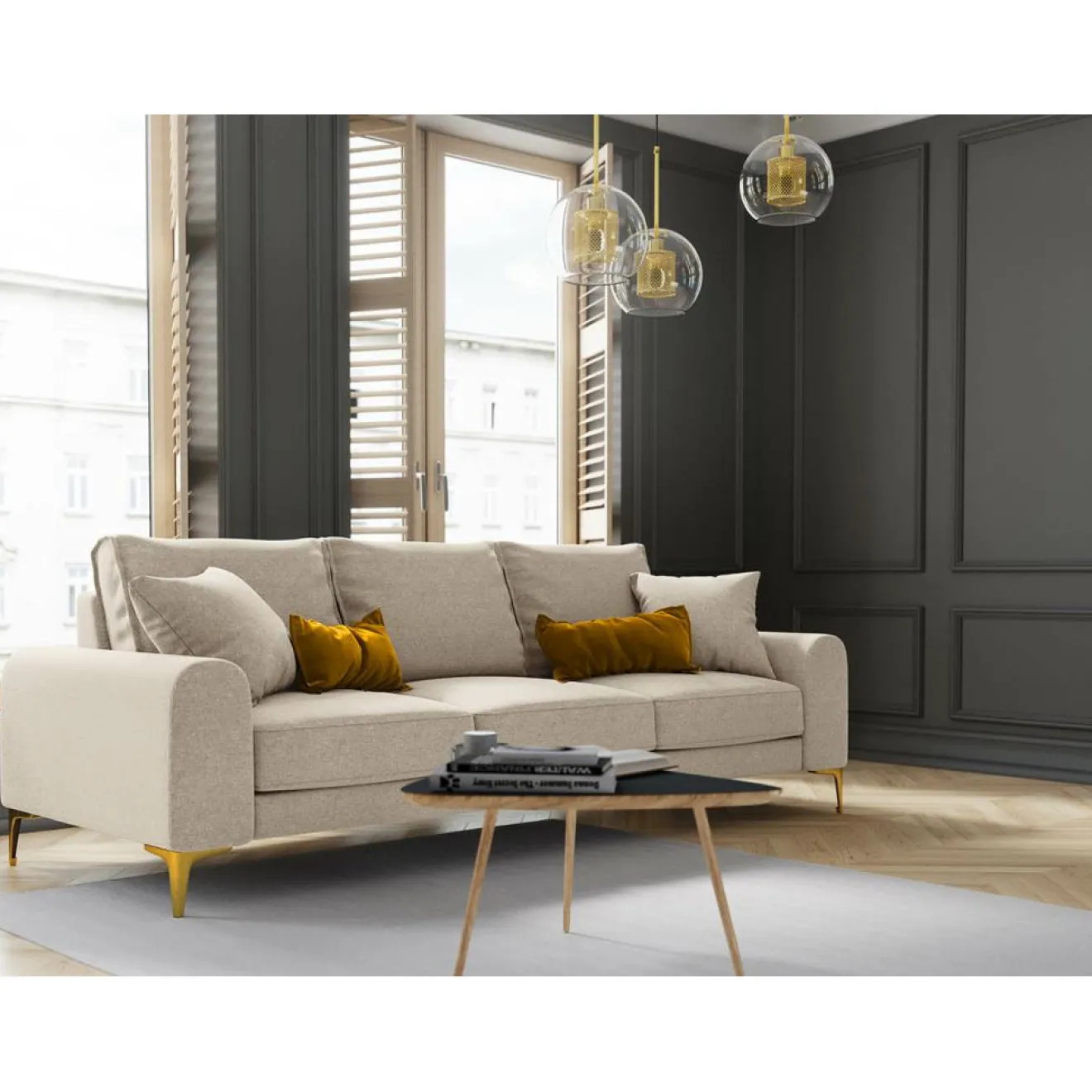 Sale Mazzini Sofas Canapé 4 places Madara beige - 237x102x90 cm