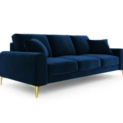 Mazzini Sofas Canapé 3 places velours madara bleu roi - 222x102x90 cm