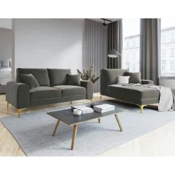 Mazzini Sofas Canapé 2 places velours madara gris - 172x102x90 cm