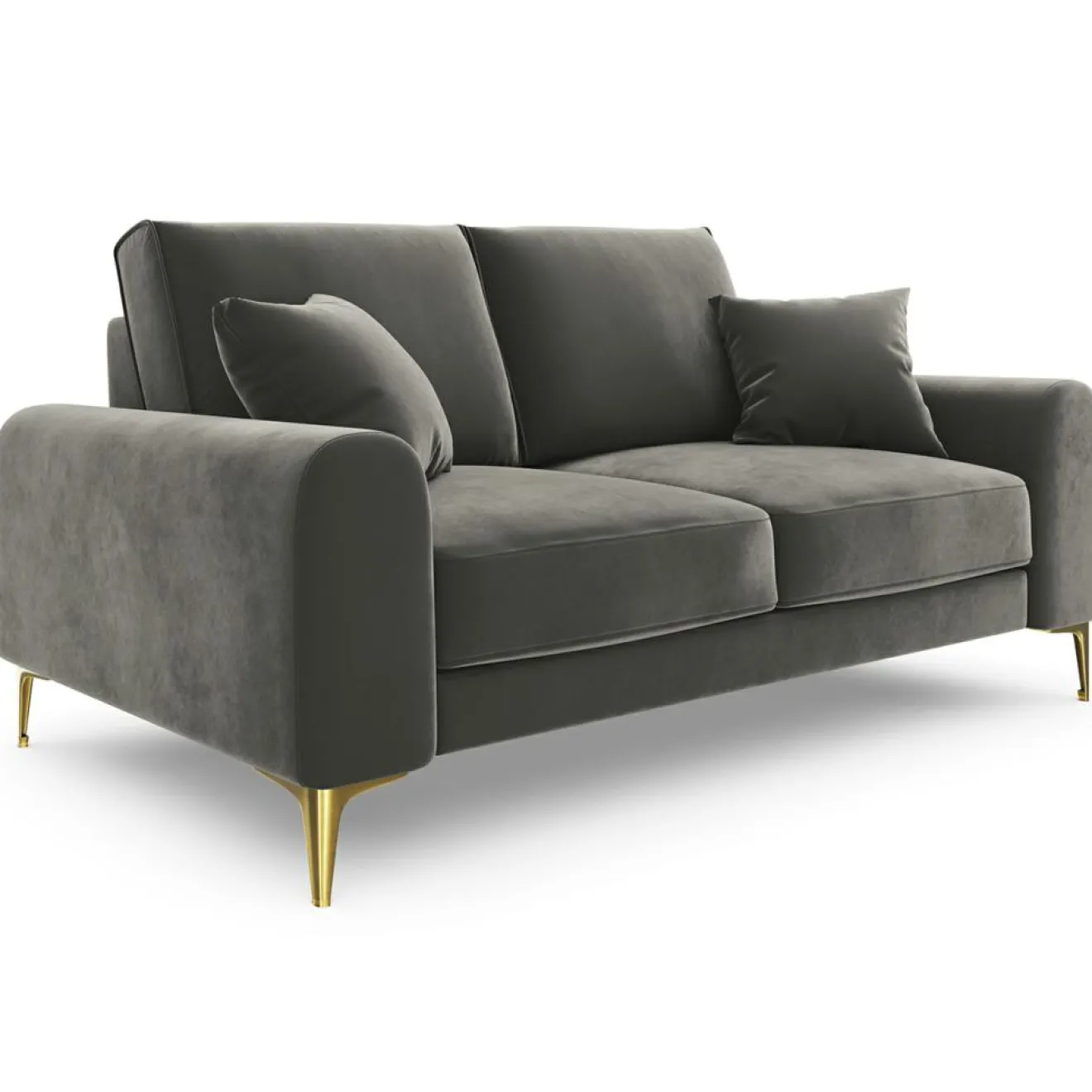 Mazzini Sofas Canapé 2 places velours madara gris - 172x102x90 cm