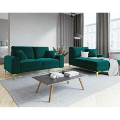 Mazzini Sofas Canapé 2 places velours madara turquoise - 172x102x90 cm