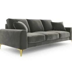 Best Mazzini Sofas Canapé 3 places velours madara gris - 222x102x90 cm