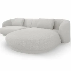 Mazzini Sofas Canapé angle droit Linden Chenille 4 Places argenté chiné - 289x177x72 cm