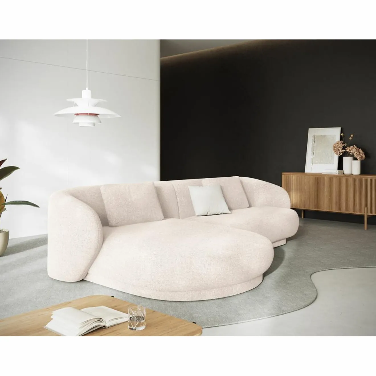 Best Mazzini Sofas Canapé angle gauche Linden Chenille 4 Places beige clair - 289x177x72 cm