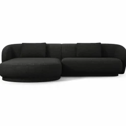 Mazzini Sofas Canapé angle gauche Linden Chenille 4 Places noir - 289x177x72 cm